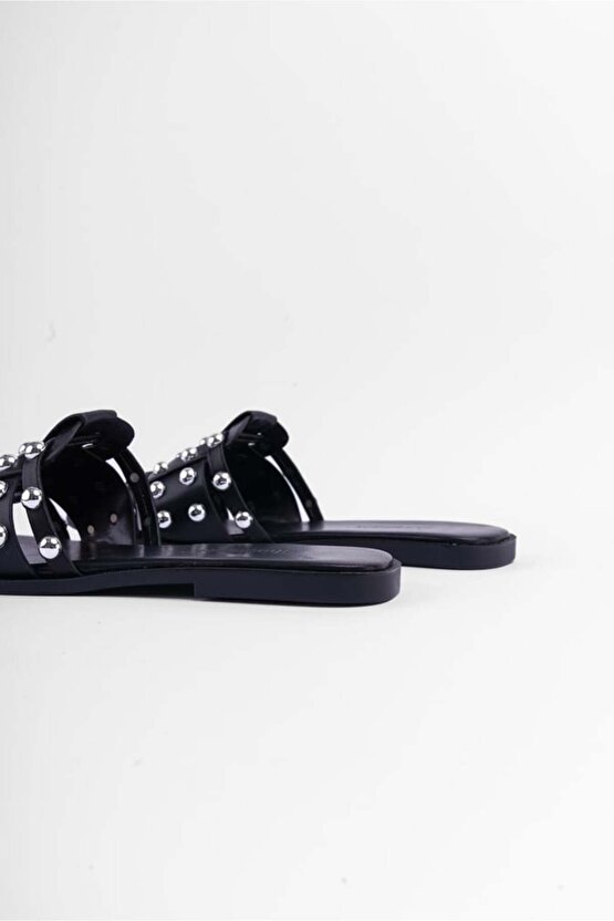 (PARK MODA) Troklu Kadın Terlik Siyah