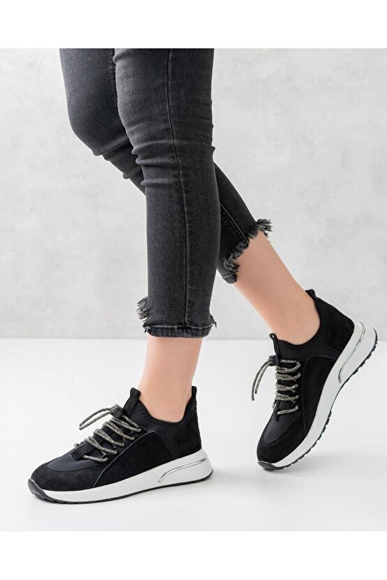 Kadın Kalın Taban Sneaker Spor Bağcıklı Ayakkabı Sp-0403