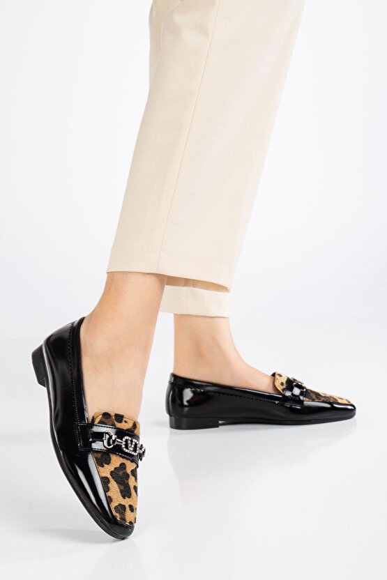 Leopar Desen Kadın Loafer