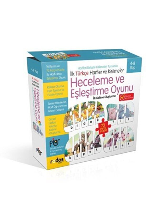 Ilk Türkçe Harfler Ve Kelimelerheceleme Ve Eşleştirme Oyunu73 Parça Puzzle4-8 Yaş