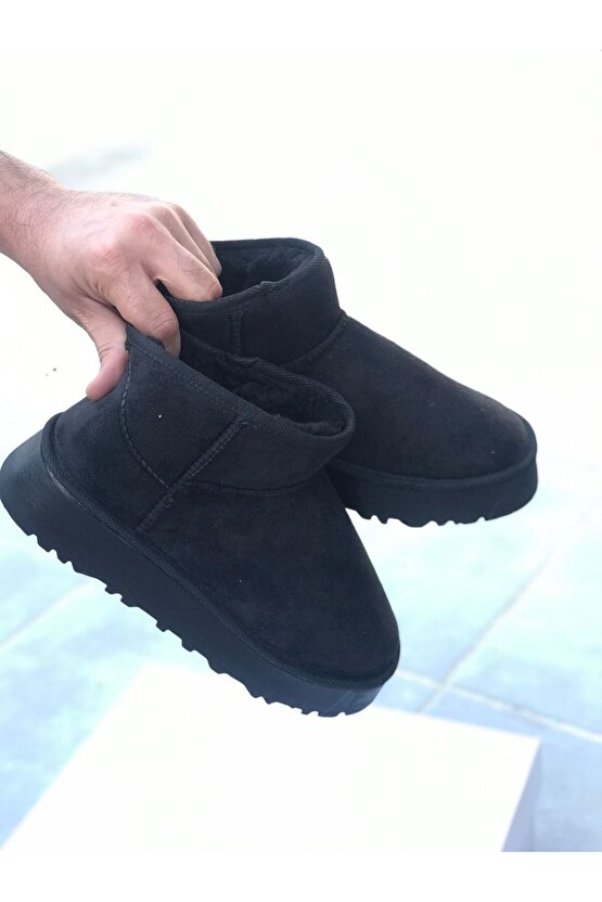 Bilek Boy Mini İçi Tüylü Kalın Taban Kadın Yarım Bot