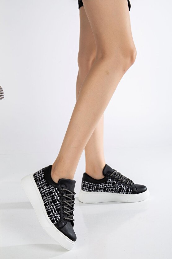 Kadın Simli Bağcıklı Günlük Spor Sneaker Ayakkabı