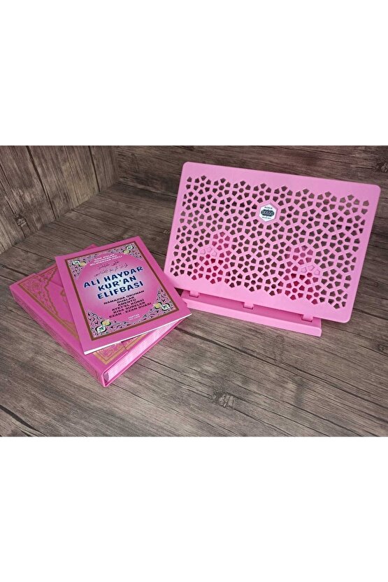 Haktan Yayınları Kuran Kursu Seti; Orta Boy Pembe Kuran, Elifba, Rahle