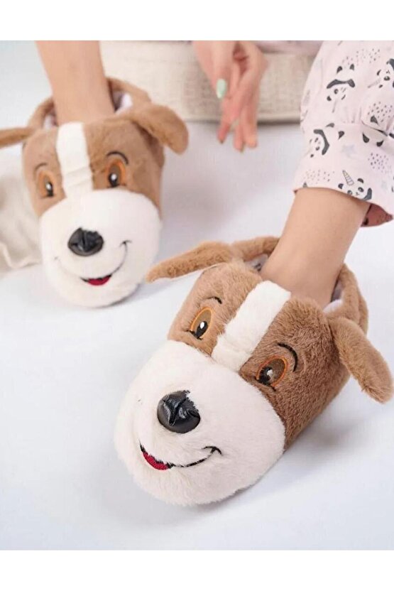 Unisex Köpek Figürlü Peluş Panduf Ev Pandufu Ev Botu