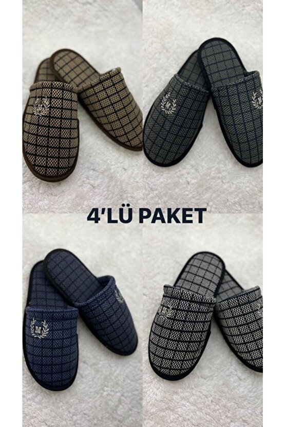 Erkek 4lü Günlük Çeyizlik Bohçalık Ev Terliği