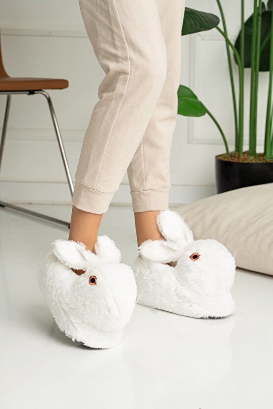 Peluş Unisex Tavşanlı Panduf Ev Ayakkabısı