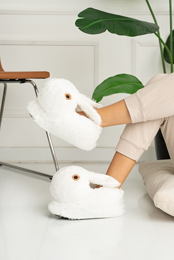 Peluş Unisex Tavşanlı Panduf Ev Ayakkabısı