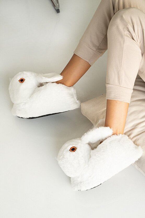 Peluş Unisex Tavşanlı Panduf Ev Ayakkabısı