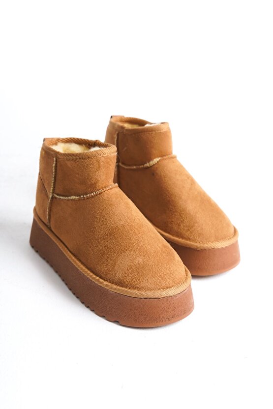 Ug Model Düz Desen Süet Içi Kürklü Kalin Taban Kadin Taba Bootie