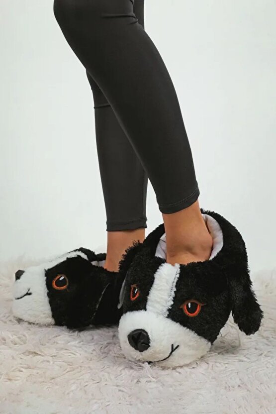 Unisex Yumuşak Rahat Taban Sıcak Astar Köpekli Panduf Terlik