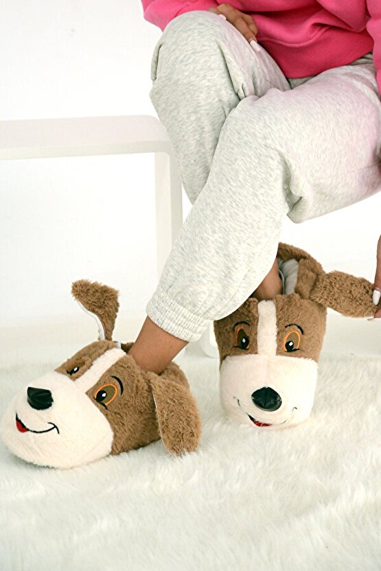Unisex Yumuşak Rahat Taban Sıcak Astar Köpekli Panduf Terlik