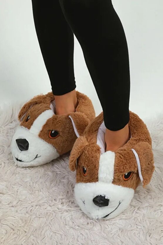 Unisex Yumuşak Rahat Taban Sıcak Astar Köpekli Panduf Terlik