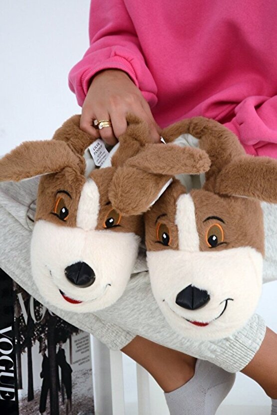 Unisex Yumuşak Rahat Taban Sıcak Astar Köpekli Panduf Terlik