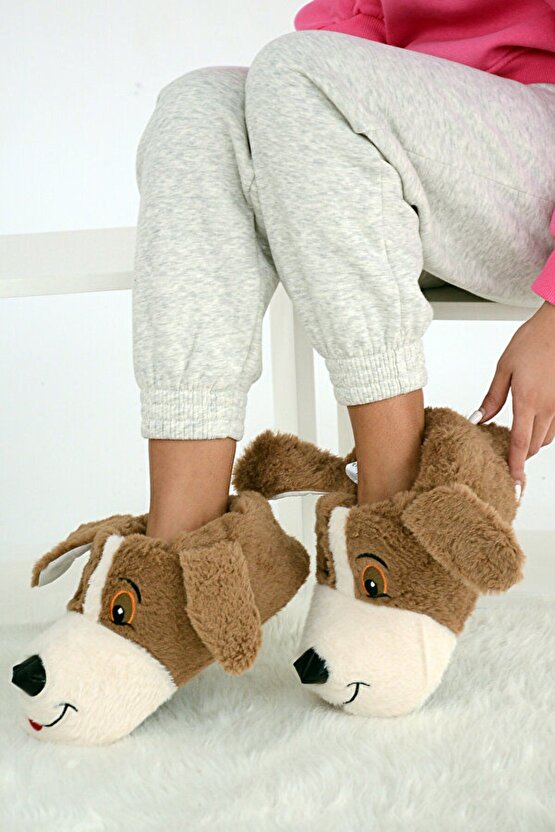 Unisex Yumuşak Rahat Taban Sıcak Astar Köpekli Panduf Terlik