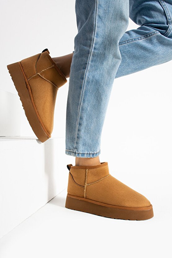 Moli Yeni Sezon Ayak Boy Mini Süet Içi Kürklü Tüylü Kalın Taban Kadın Bot Rumgayshoes