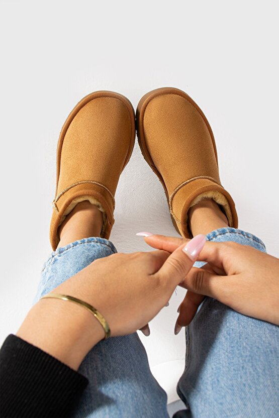 Moli Yeni Sezon Ayak Boy Mini Süet Içi Kürklü Tüylü Kalın Taban Kadın Bot Rumgayshoes