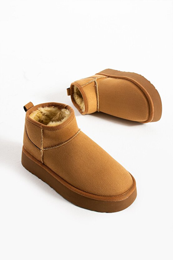 Moli Yeni Sezon Ayak Boy Mini Süet Içi Kürklü Tüylü Kalın Taban Kadın Bot Rumgayshoes