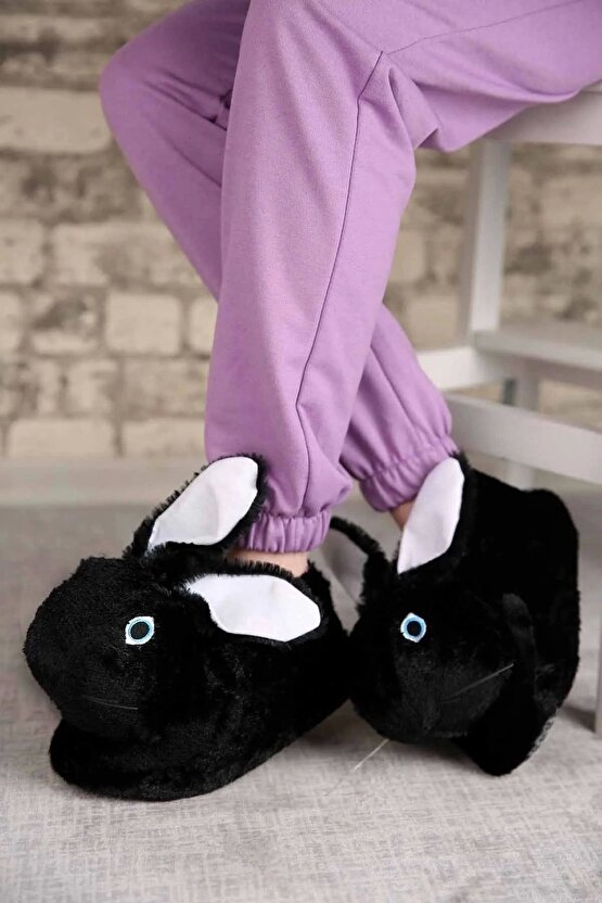 Tavşan Figürlü Peluş Panduf Ev Pandufu Unisex Tavşanlı Panduf