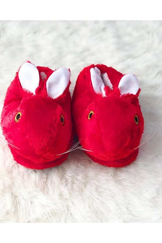 Tavşan Figürlü Peluş Panduf Ev Pandufu Unisex Tavşanlı Panduf