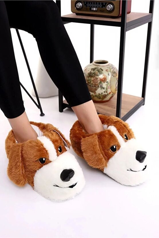 Konfor Sevimli Köpek Figürlü Peluş Panduf Ünisex Hayvanlı Panduf