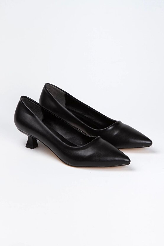 Kadın Stiletto ve Çanta Takımı Siyah Cilt