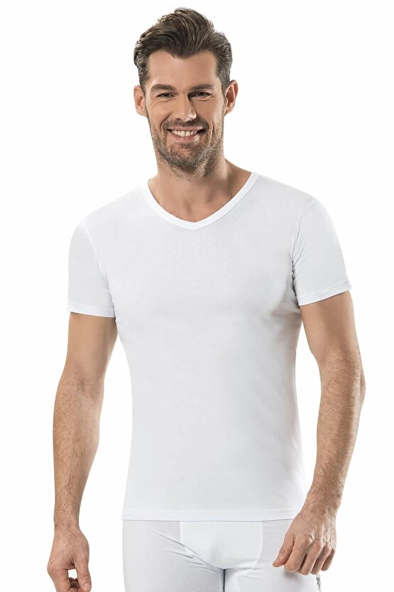 Erkek Beyaz V Yaka Fanila 3lü Paket - 105