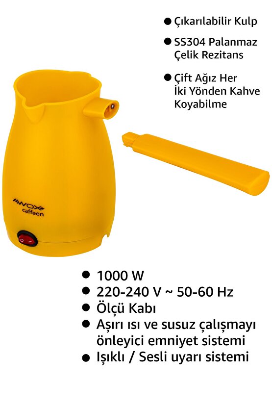 Caffeen Türk Kahvesi Makinesi Elektrikli Cezve Sarı