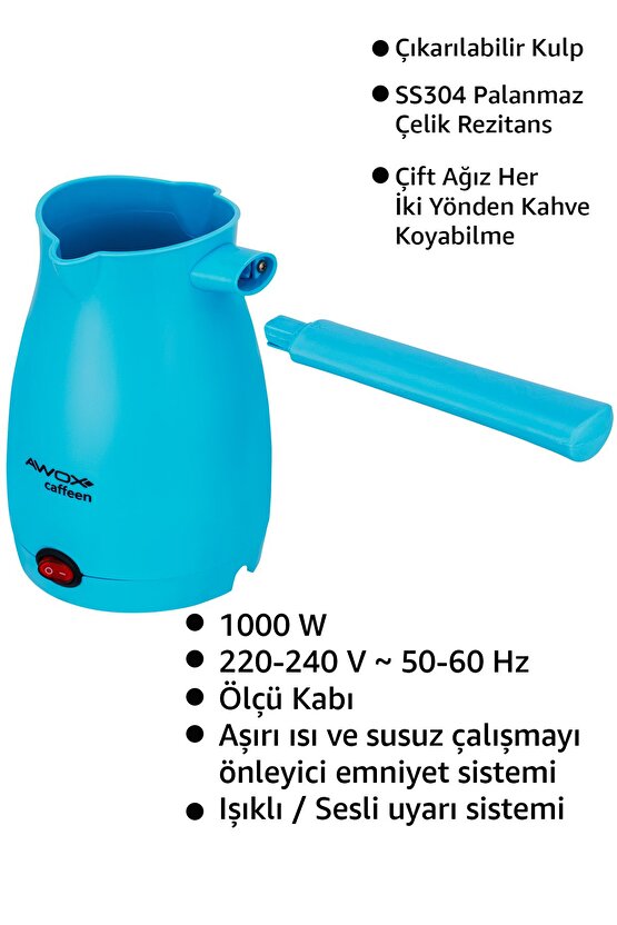 Caffeen Türk Kahvesi Makinesi Elektrikli Cezve Mavi