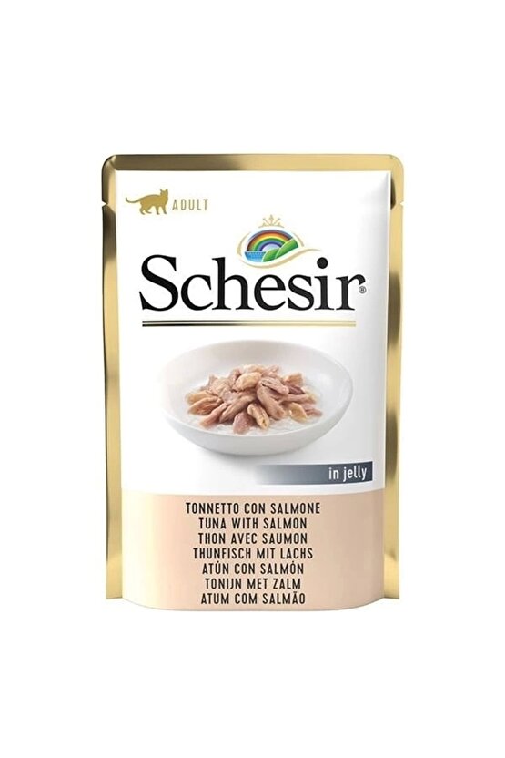 Jöleli Ton Balık Ve Somonlu Yetişkin Konserve Kedi Maması 85 gr