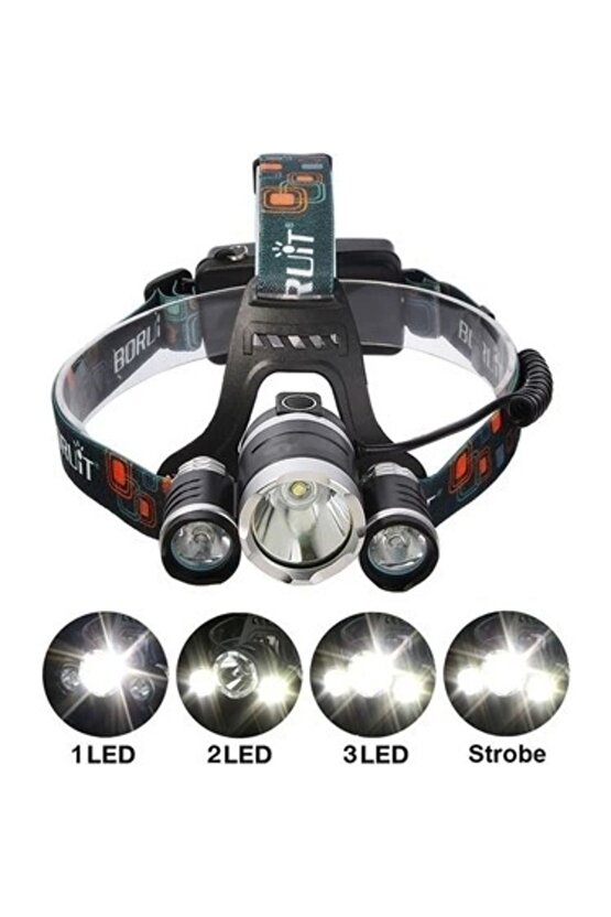 T6 Kafa Feneri 5000 Lumens 3xcree Xm-t6+2r5 Lamba Led Kamp Lambası