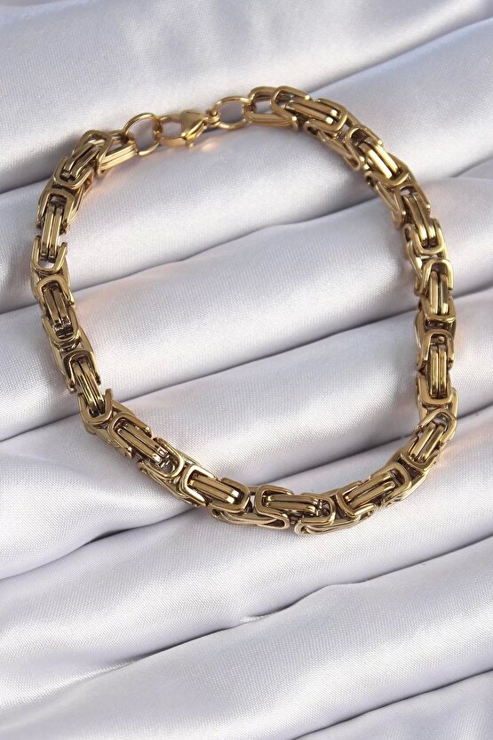 316l Çelik Gold Renk Kral Zincir Model Erkek Bileklik