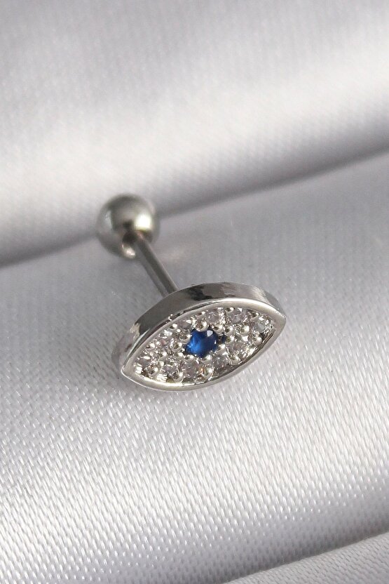 316l Çelik Gümüş Renk Zirkon Taşlı Çiçek Model Sallantı Detay Tragus Piercing