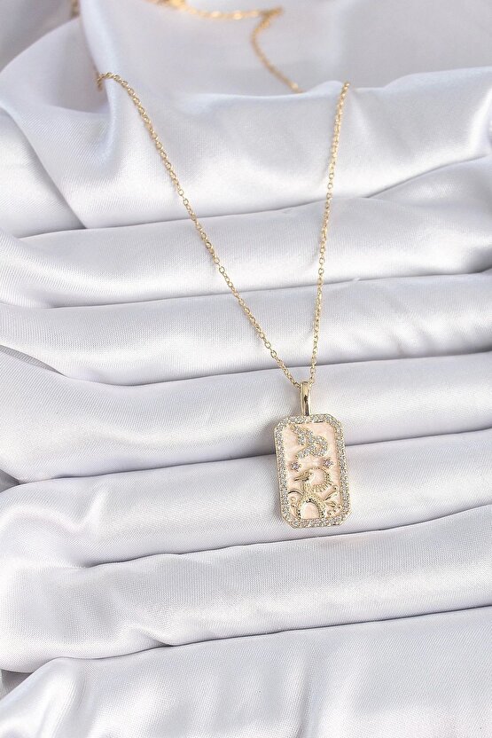 316l Çelik Gold Renk Zincir Oğlak Burcu Zirkon Taşlı Kadın Kolye