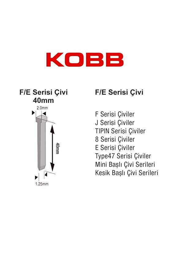 Kbz40f 40mm 2500 Adet Fej8 Serisi Ağır Hizmet Tipi Kesik Başlı Çivi