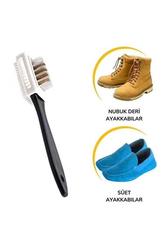 Çift Taraflı Pratik Taşınabilir Süet Nubuk Deri Çizme Bot Ayakkabı Temizleme Bakım Fırçası