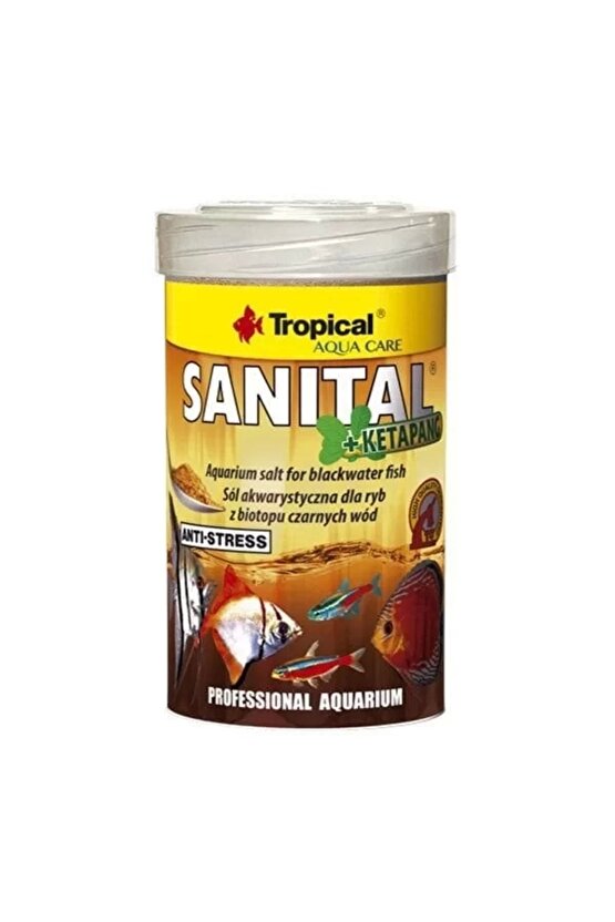 Sanital Ketapang Su Biyotopu Balıkları Için Akvaryum Tuzu Siyah 100 ml 120 gr