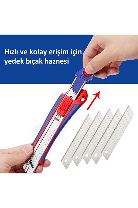 Wp212011 18mm Ağır Hizmet Paslanmaz Çelik Kasa Yedek Kartuşlu Maket Bıçağı 4 Adet Yedek Bı