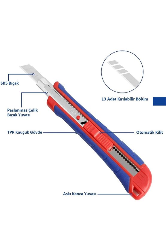 OZN WP212008 9 mm Ağır Hizmet Paslanmaz Çelik Kasa Maket Bıçağı OZNstre 1094633