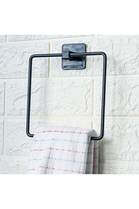 Buffer® Kendiliğinden Yapışkanlı Siyah Paslanmaz Metal Kare Havluluk