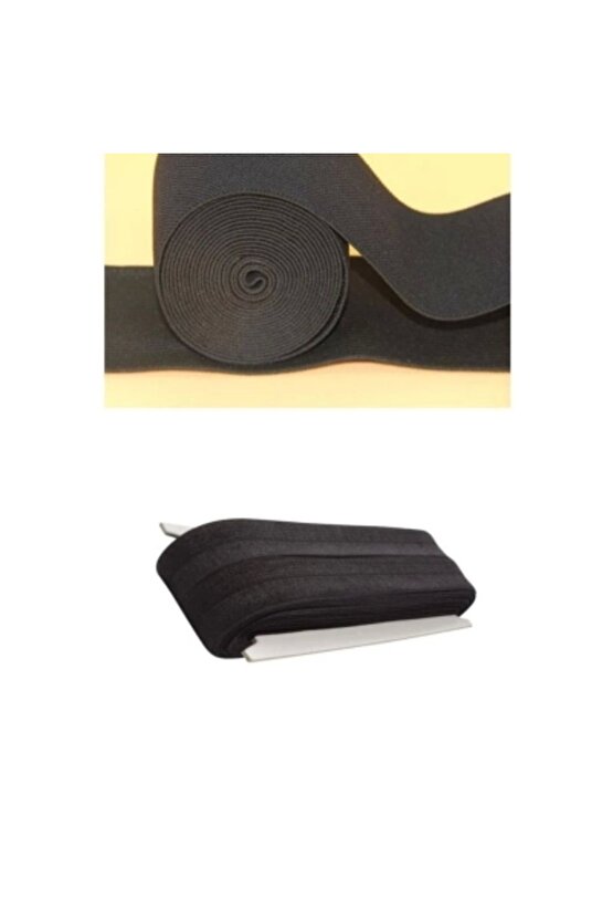 Siyah - 1.5cm Paça Lastik Yassı Geniş 10mt. (4767)