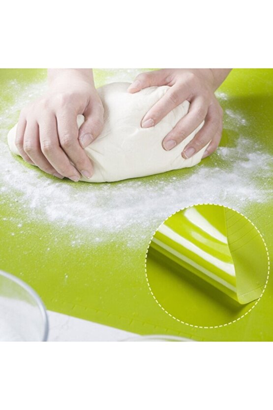 40*50 Cm Silikon Ölçekli Kullanımı Kolay Hamur Açma Matı Ekmek Mantı Makarna Hamuru Yoğurma Matı