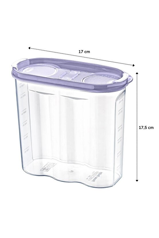 2 Kapaklı Ölçekli Erzak Kuru Gıda Saklama Kutusu Kabı - 17 Litre - SA935 (4767)