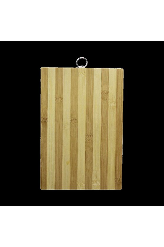 AHŞAP 20X30CM BEYAZ ÇİZGİLİ BAMBU KESİM PANOSU METAL KULPLU (4767)