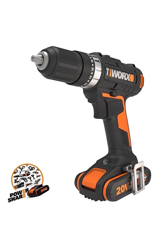 Wx370.1 20volt2.0ah. Li-ion Çift Akülü Profesyonel Şarjlı Darbeli Matkap