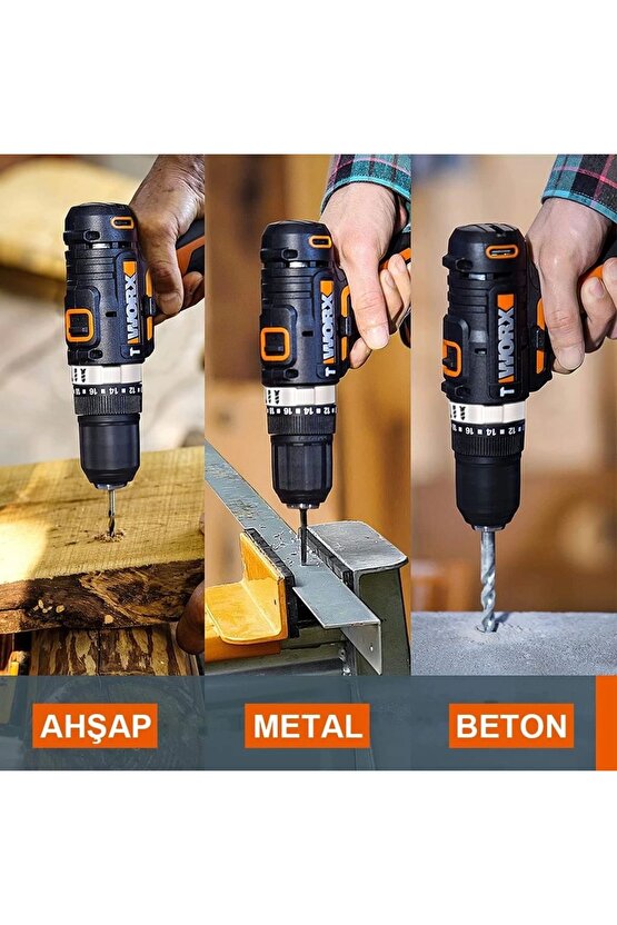 Wx370.1 20volt2.0ah. Li-ion Çift Akülü Profesyonel Şarjlı Darbeli Matkap