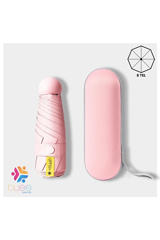 Özel Kılıflı Pembe Şemsiye (KAPSÜL ŞEMSİYE)