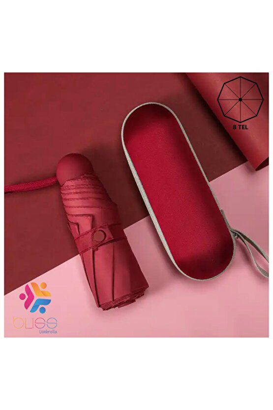Özel Kılıflı Bordo Şemsiye (KAPSÜL ŞEMSİYE) Bordo