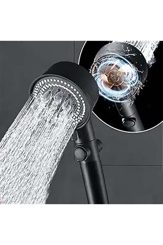 Rom 5 Fonksiyonlu Duş Başlığı - Turbo Fan Duş Başlığı - Siyah Romshp 1067323