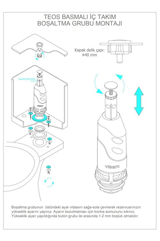 Teos Rezervuar Iç Takım 614-001 Basmalı Sistem Rezervuar Iç Takım 614-001.
