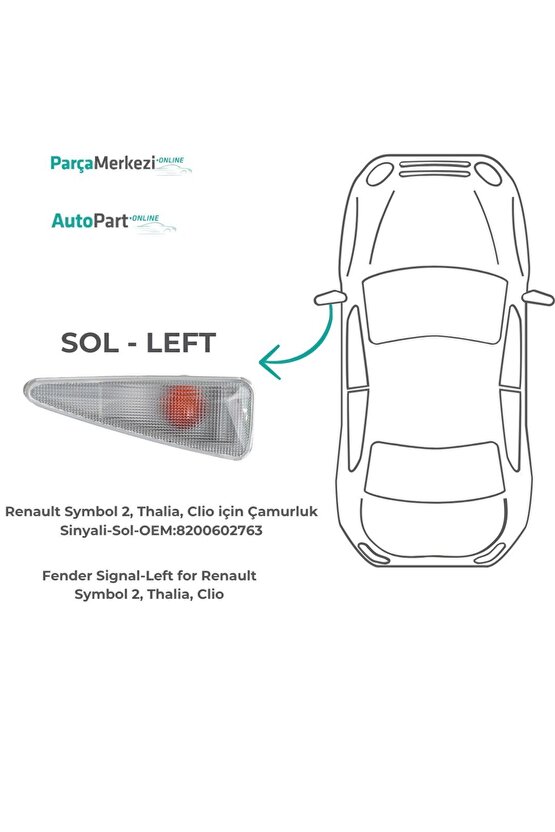 Dacia Logan, Sandero 1 için Çamurluk Sinyali-Sol